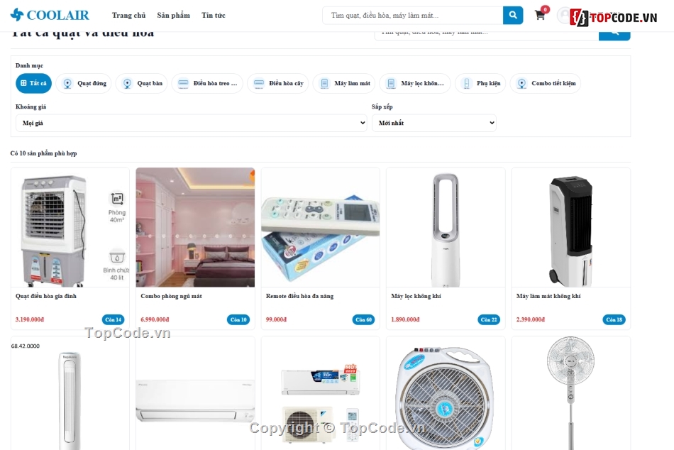 web bán quạt,bán web,điều hòa
